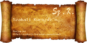 Szakali Kurszán névjegykártya